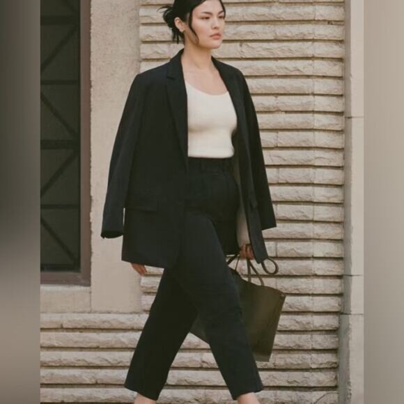 Everlane The Tencel Way-High Taper Pant Black Pleated Trousers MSRP $108 NWT 12 - Picture 8 of 8